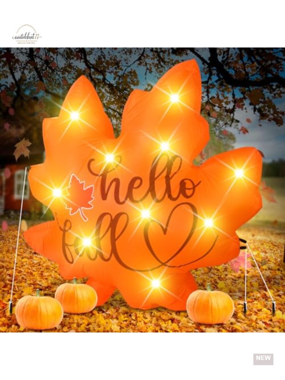 6.3ft Fall Maple Leaf Inflatable Thanksgiving Yard Decor LED